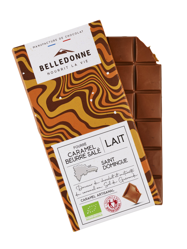 Belledonne -- Tablette fourrée - chocolat au lait caramel beurre salé - 80 g