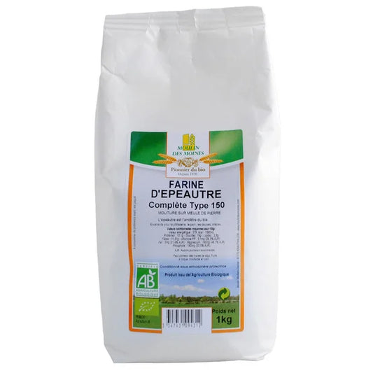 MOULIN DES MOINES -- Farine d'epeautre bio complete 1kg t150