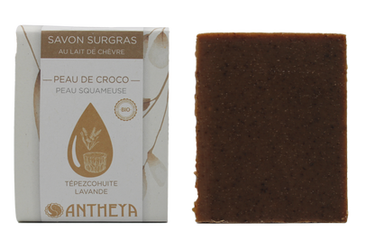 Antheya -- Savon lait de chèvre/tépezcohuite - peau de croco ou squameuse (bande papier) - 100 g