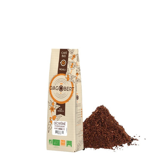 Les Cafés Dagobert -- Décaféiné 100% arabica, bio et équitable - moulu/filtre (origine Pérou) - 250 g